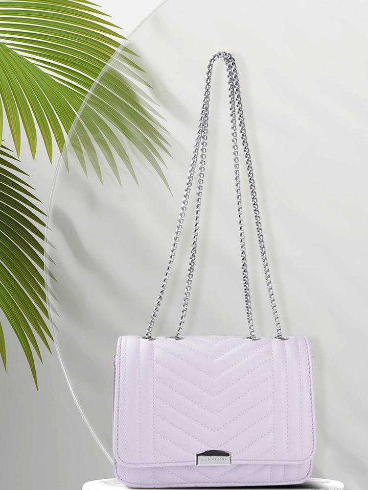 Lino Perros Women Lavender Quilted Structured Shoulder Bag