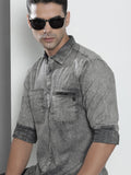 The Indian Garage Co Men Grey Checked Casual Shirt