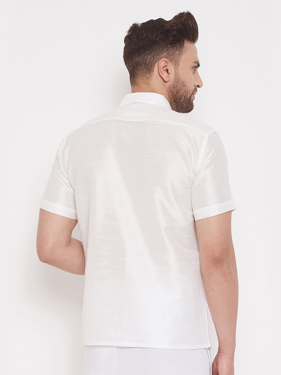VASTRAMAY Premium Spread Collar Silk Shirt