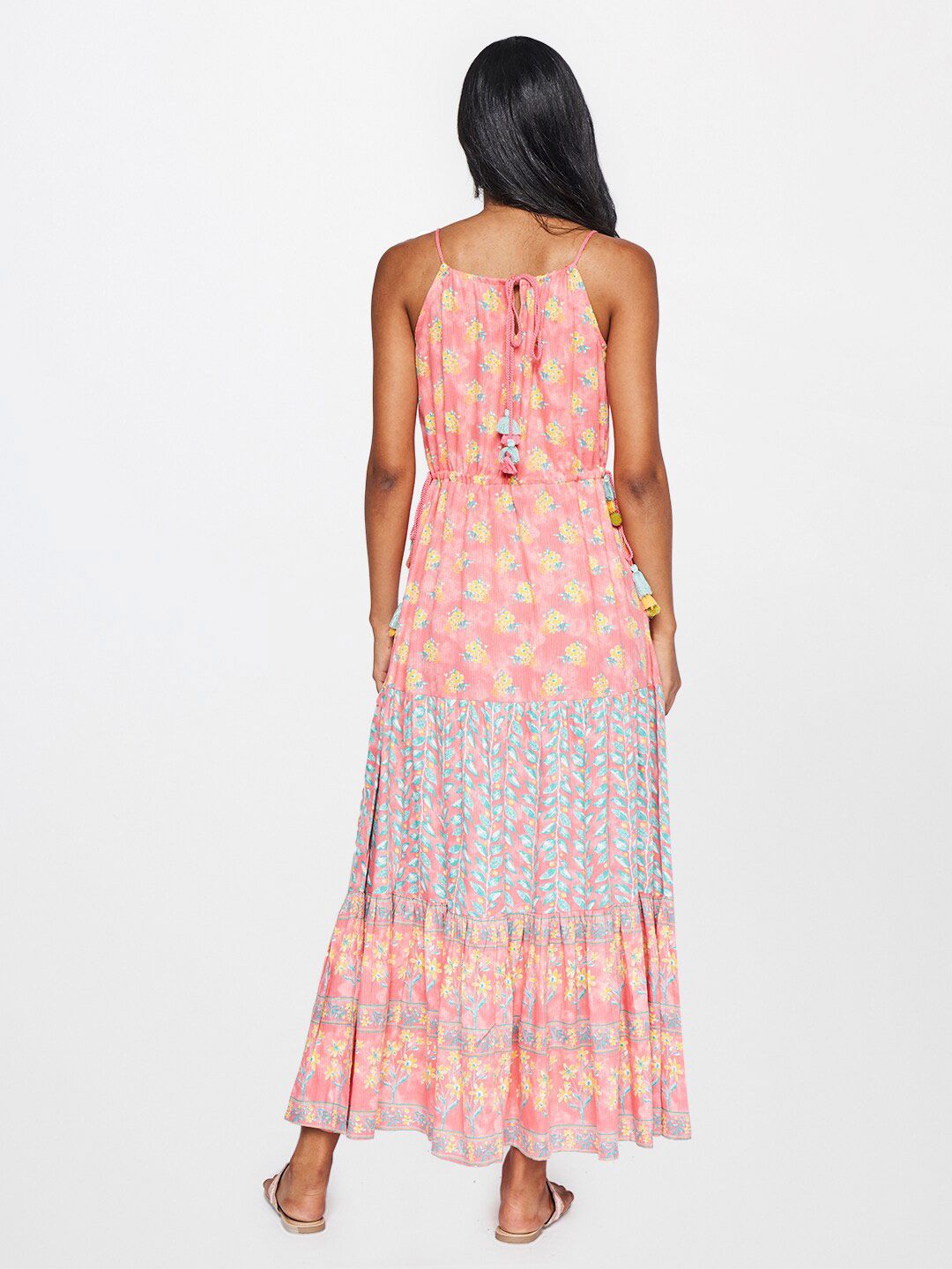 Global Desi Women Pink Floral Print Maxi Dress
