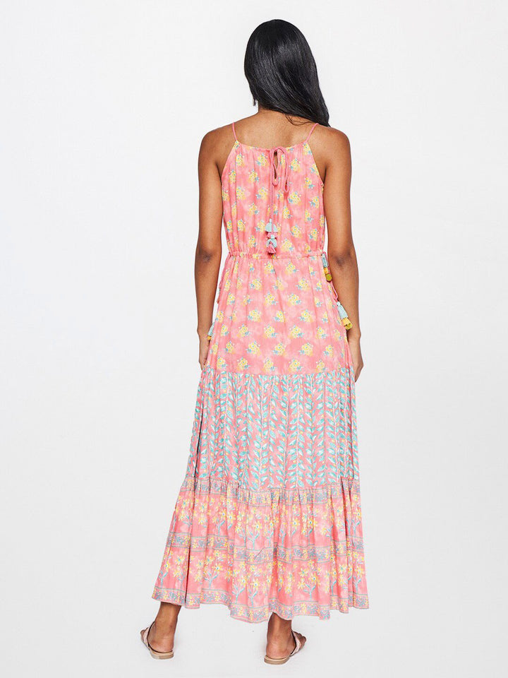 Global Desi Women Pink Floral Print Maxi Dress