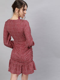 STREET 9 Red Georgette A-Line Dress