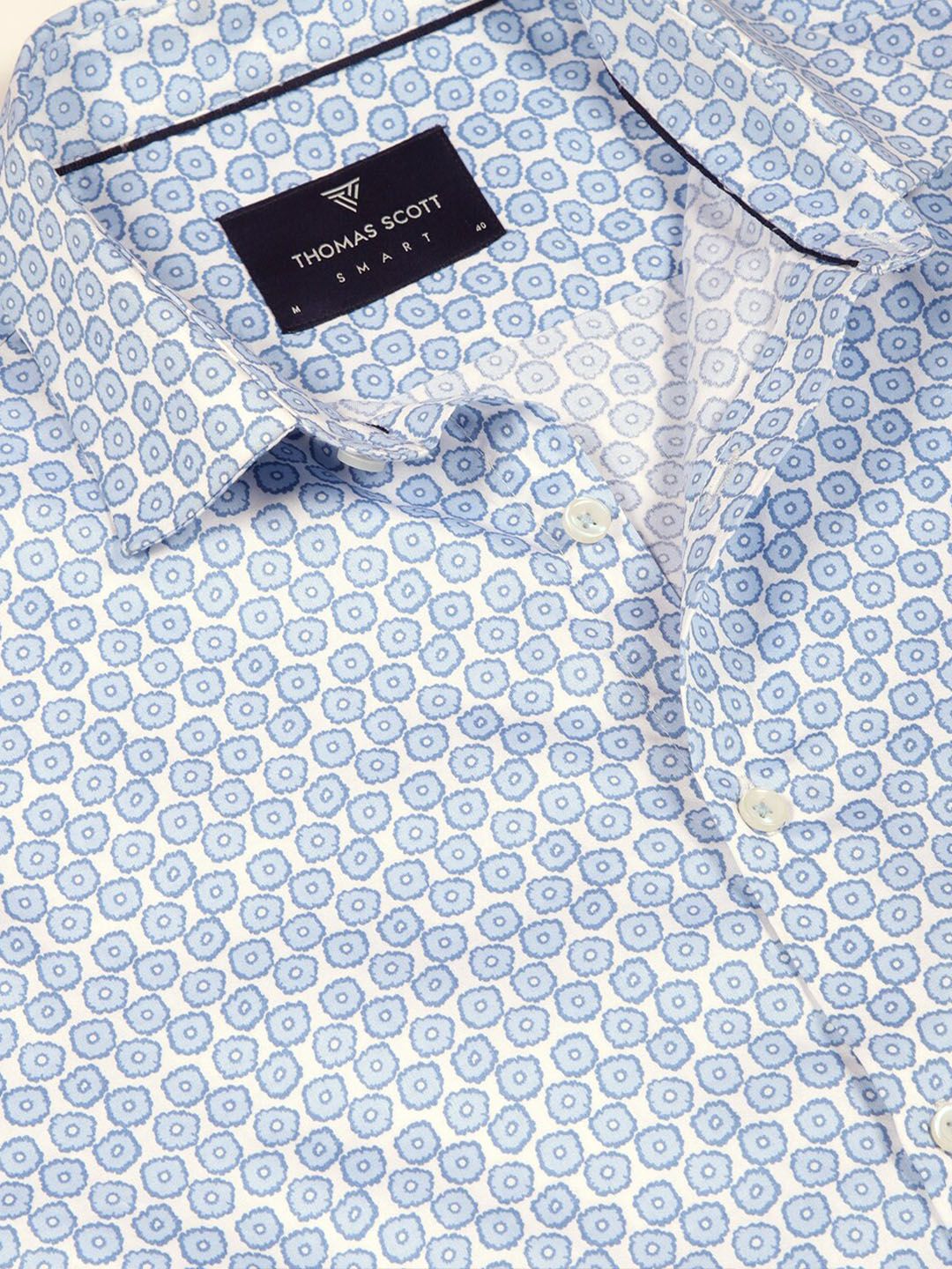 Thomas Scott Premium Smart Fit Floral Printed Cutaway Collar Cotton Formal Shirt