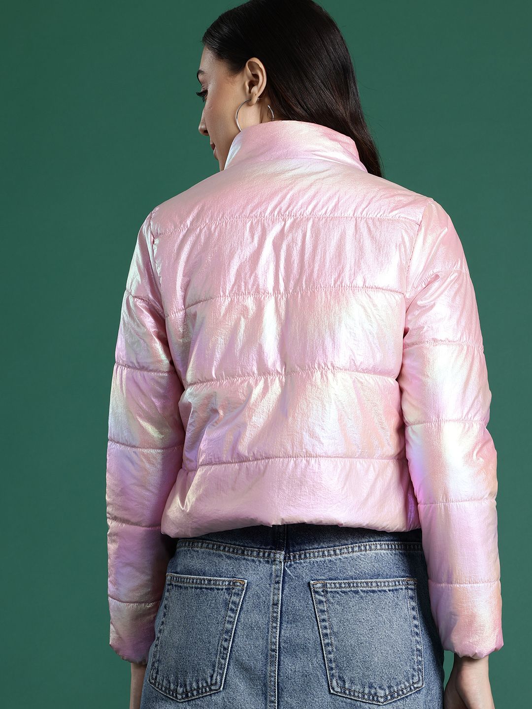 DressBerry  Dual-Toned Shimmer Puffer Jacket