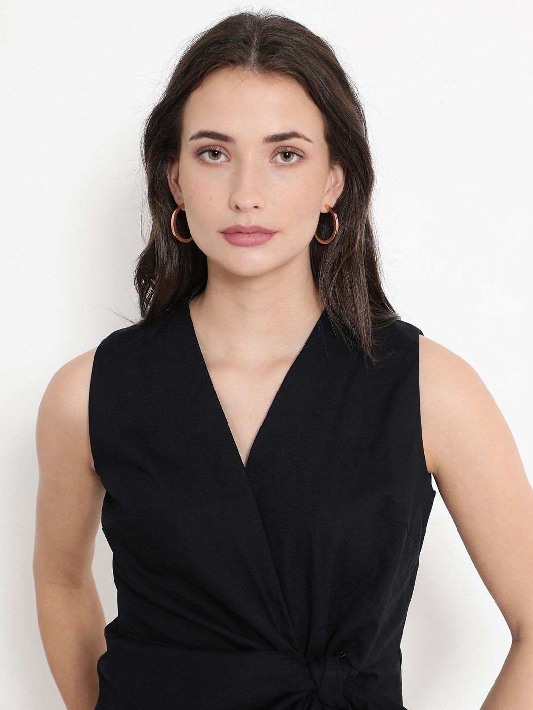 RAREISM Minato V-Neck Tie-Ups Cotton Wrap Top