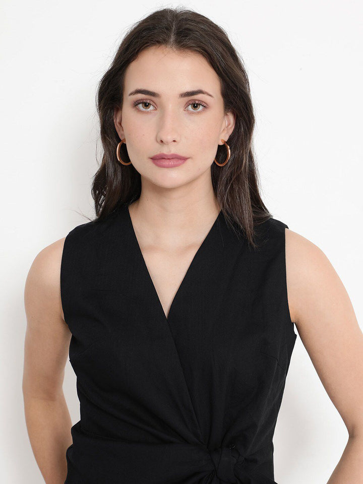 RAREISM Minato V-Neck Tie-Ups Cotton Wrap Top