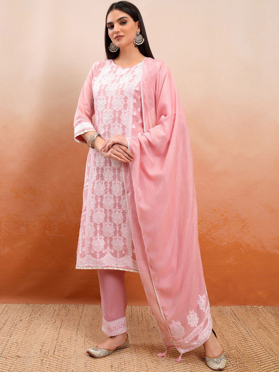 Vishudh Paisley Embroidered Regular Thread Work Kurta with Trouser & Dupatta