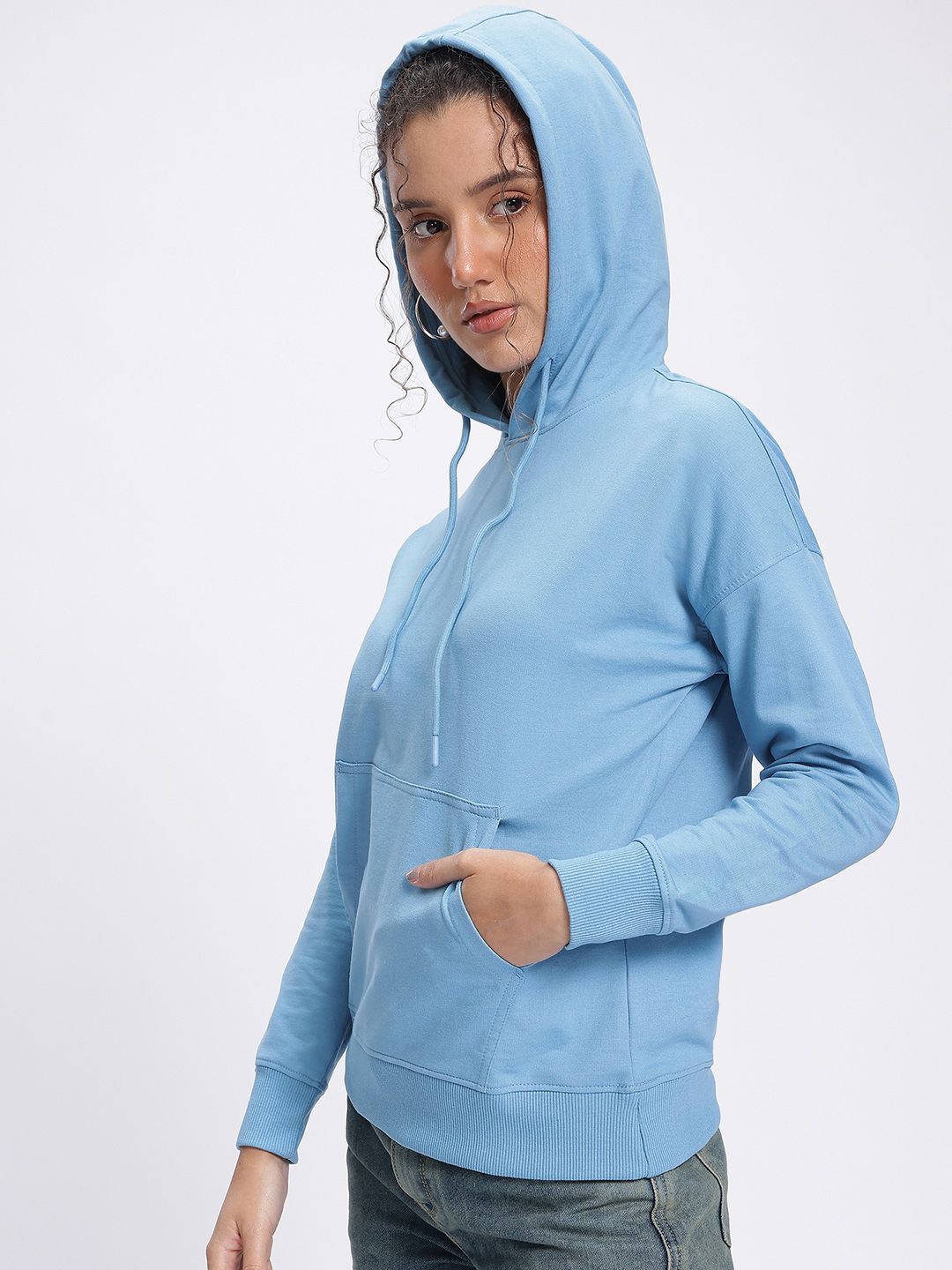 DressBerry Floral Hooded Drop-Shoulder Sweatshirt