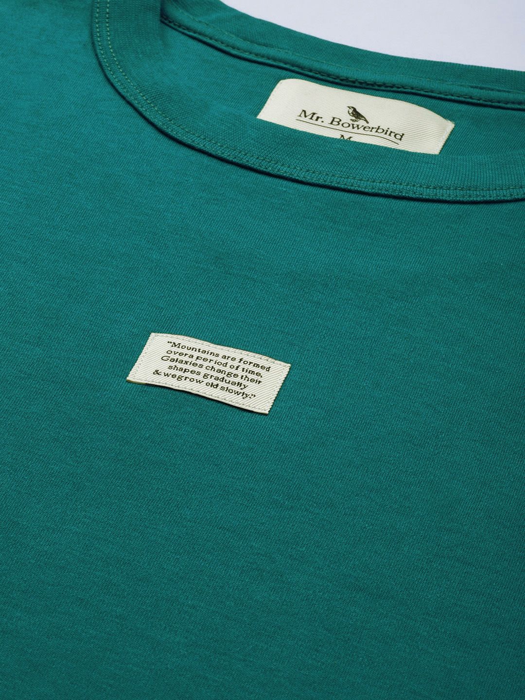 Mr Bowerbird Men Teal Green Pure Cotton Philosophy Oversized T-shirt