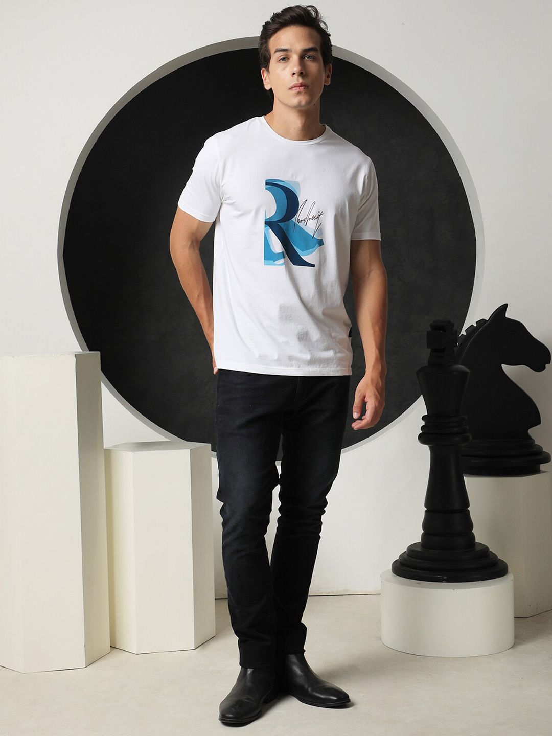 RARE RABBIT Men Rings-4 Slim Fit Solid Polo Collar T-Shirt