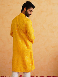 SOJANYA Floral Printed Mandarin Collar Long Sleeves Pure Cotton Straight Kurta