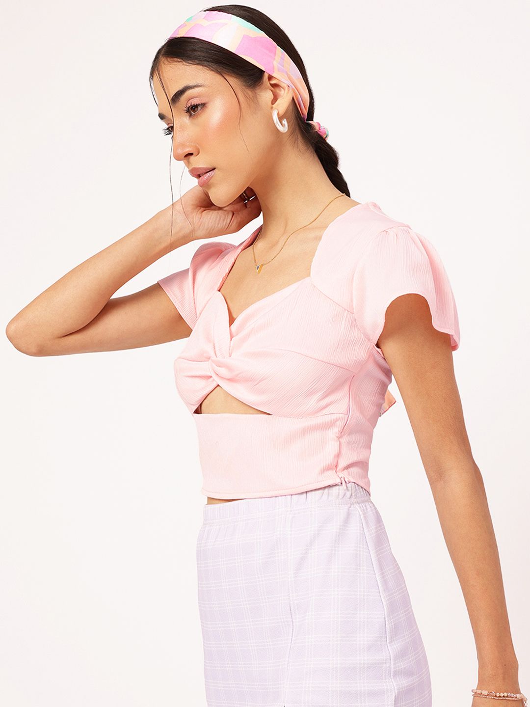 DressBerry Serene Styles Twisted Cut-Out Crop Top