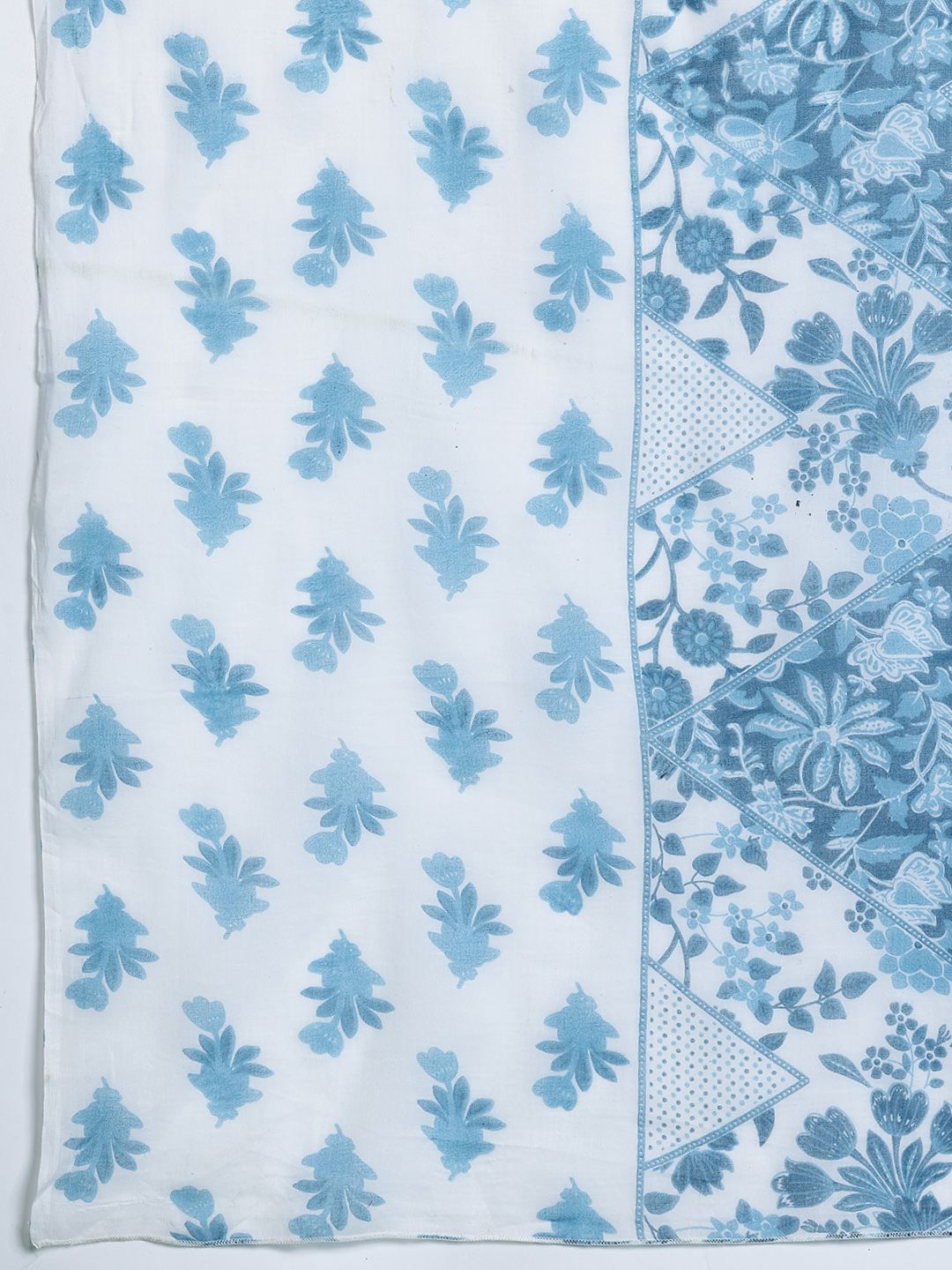 Indo Era Floral Printed Pure Cotton Kurta with Trousers & Dupatta