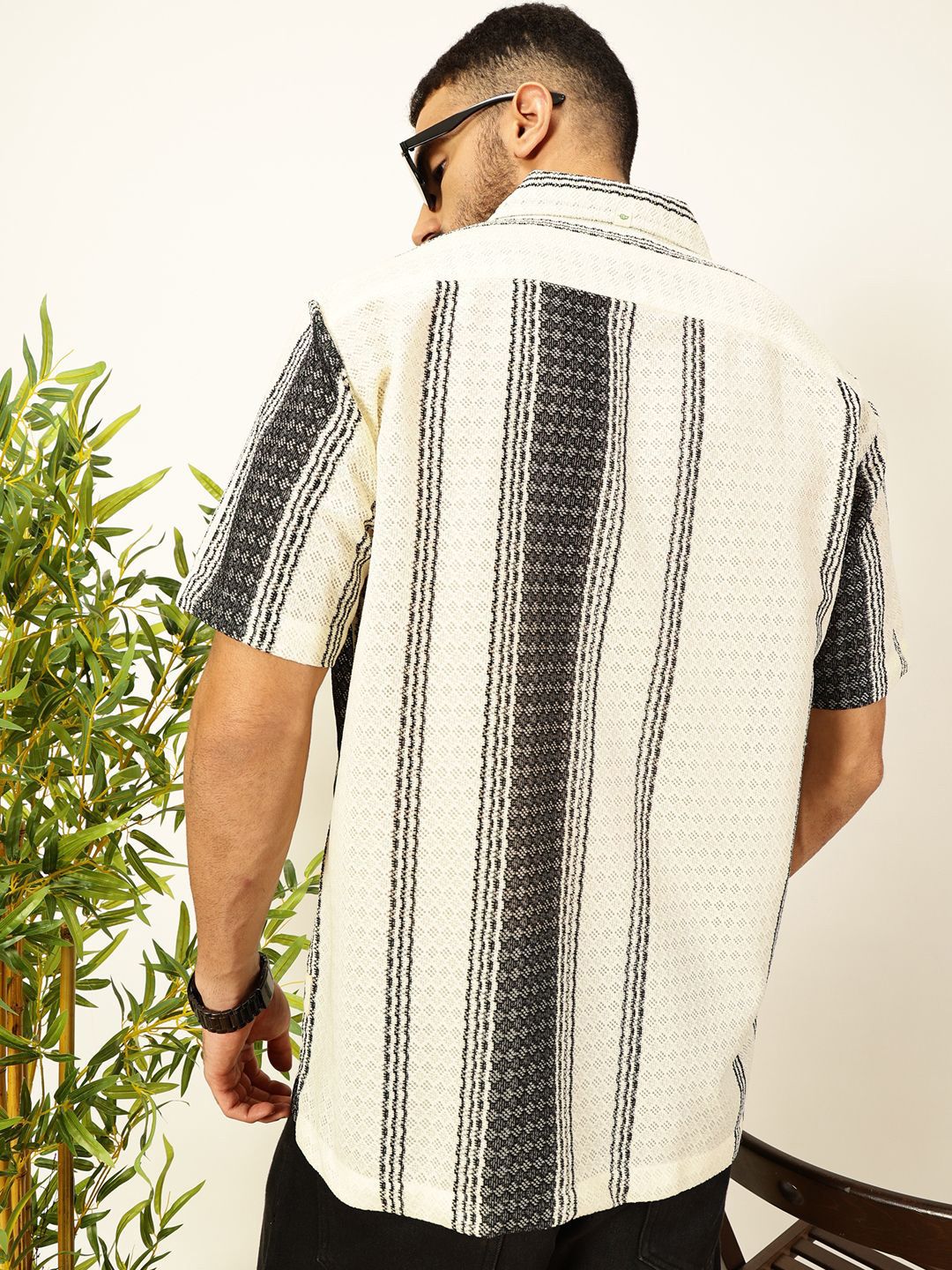 Thomas Scott Men Self Design Textured Regular Fit Semi-Sheer Casual Crochet Shirt