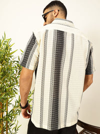 Thomas Scott Men Self Design Textured Regular Fit Semi-Sheer Casual Crochet Shirt