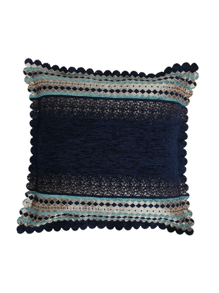 HOSTA HOMES Navy Blue & Grey Set of 2 Geometric Velvet Square Cushion Covers