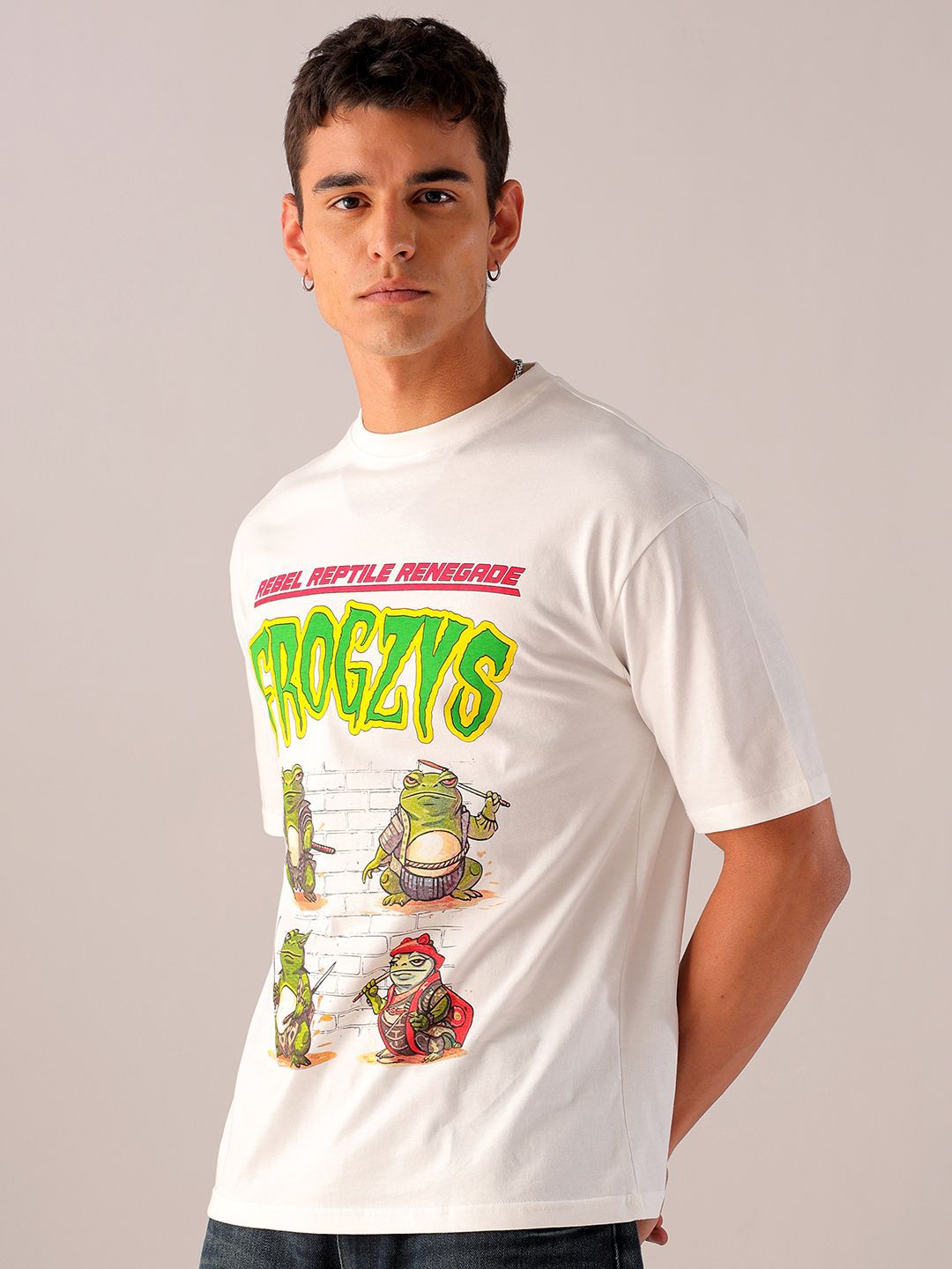 The Indian Garage Co Men Typography Printed Pure Cotton Boxy Oversized T-shirt