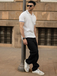 Powerlook Men Self Design Polo Collar Cotton T-shirt
