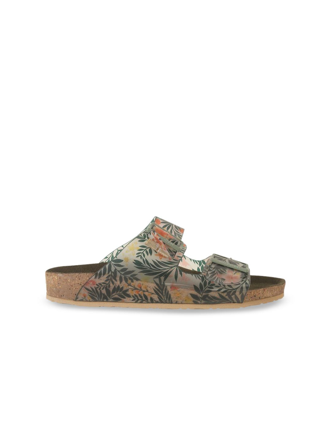 Mochi Women Printed Open Toe Flats with Bows