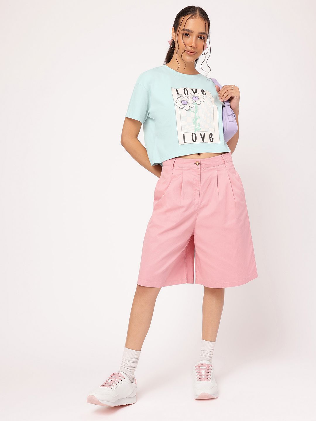 DressBerry Enchanted Evening Graphic Print Boxy Crop T-shirt