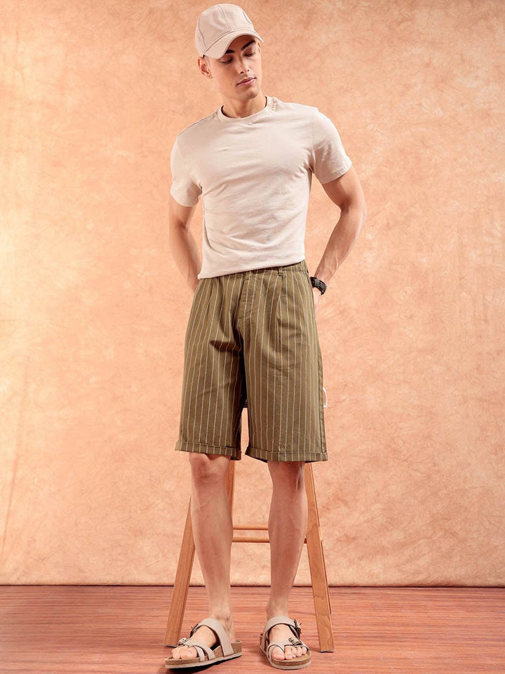The Indian Garage Co Men Striped Loose Fit Technology Shorts