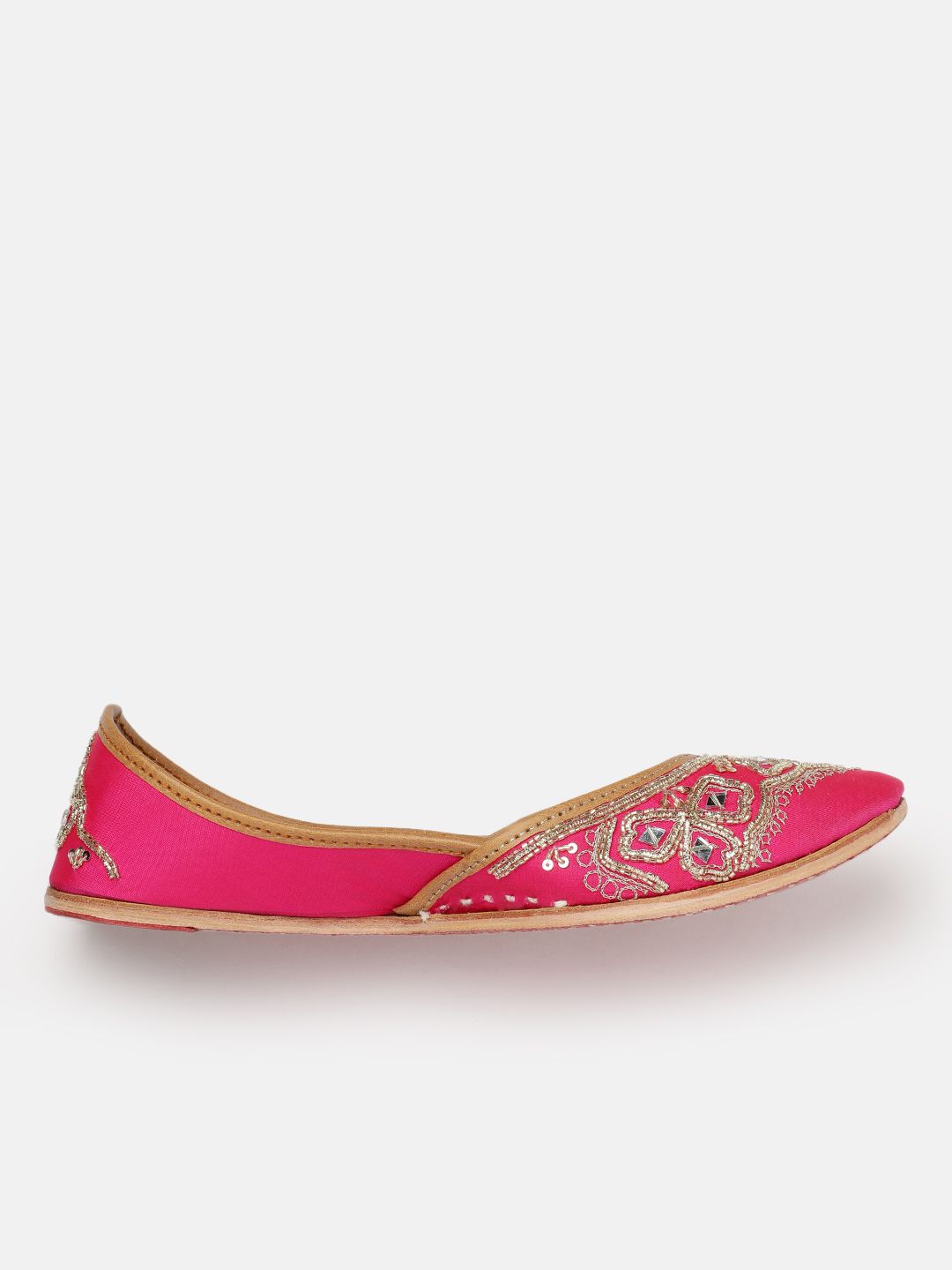 House of Pataudi Women Woven Design Ethnic Embellished Mojaris