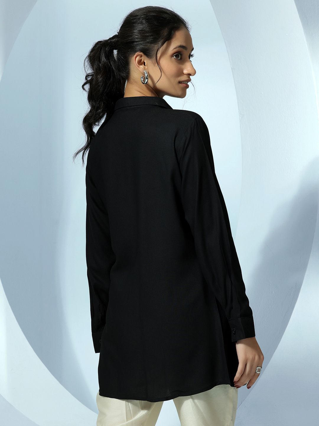 Libas Women Shirt Collar Long Sleeves Tunic
