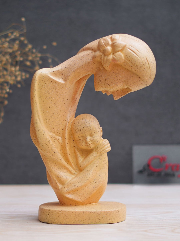 eCraftIndia Off White Medium Mother with Child Sculpture Human Figurine Showpiece
