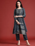 Anouk Printed Gotta Patti Kurta with Trousers & With Dupatta