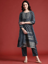 Anouk Printed Gotta Patti Kurta with Trousers & With Dupatta