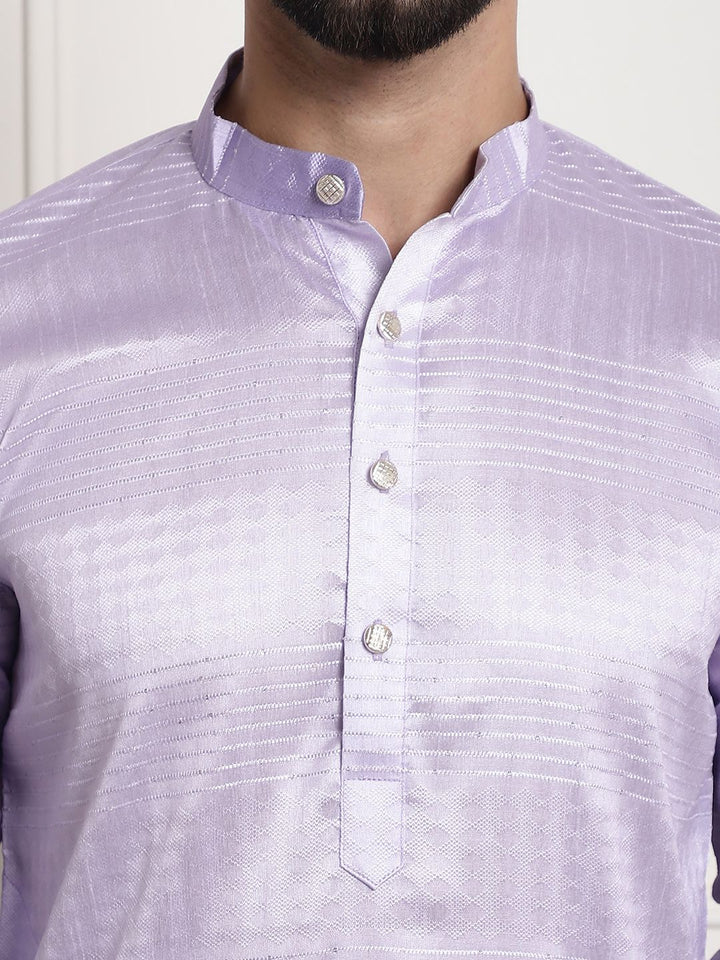 SOJANYA Lelaki Ungu Benang Kerja Jacquard Kurta