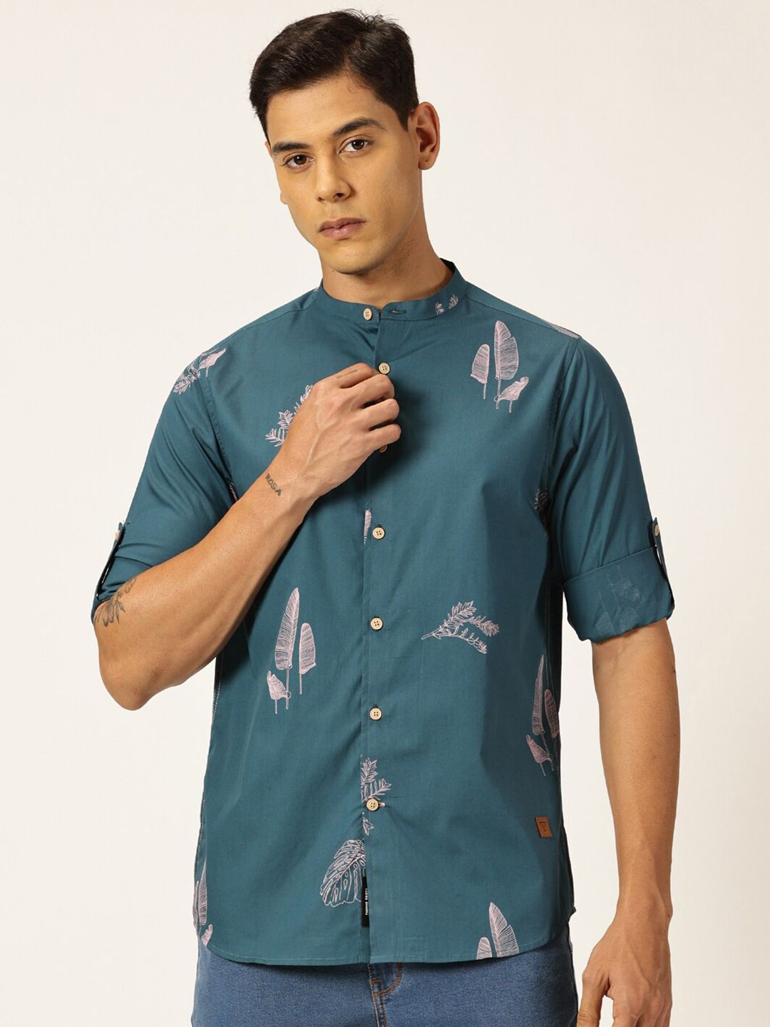 Thomas Scott Premium Slim Fit Floral Opaque Printed Cotton Casual Shirt