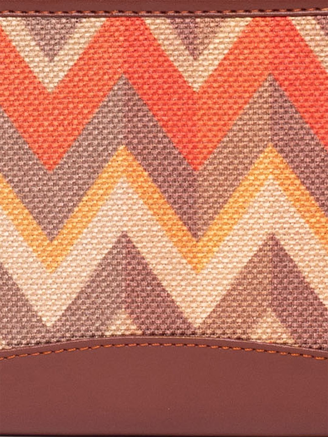 ZOUK Women Orange & Beige Printed Vegan Leather Zip Around Sustainable Wallet