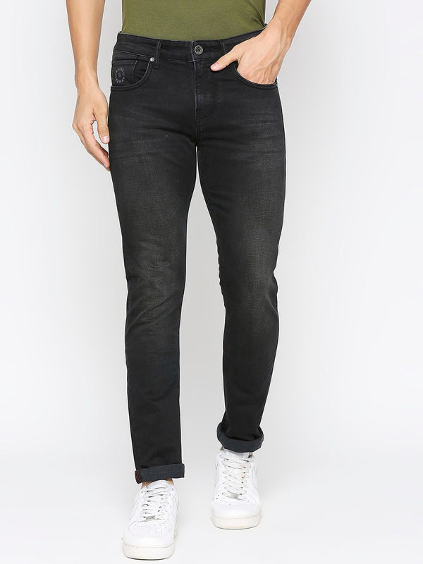 Menjadi Lelaki Manusia Slim Sesuai Cahaya Mid-Rise Light Pudar Dark Shade Clean Look Jeans