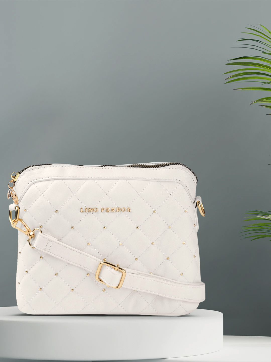 Lino Perros Women White Quilted Sling Bag