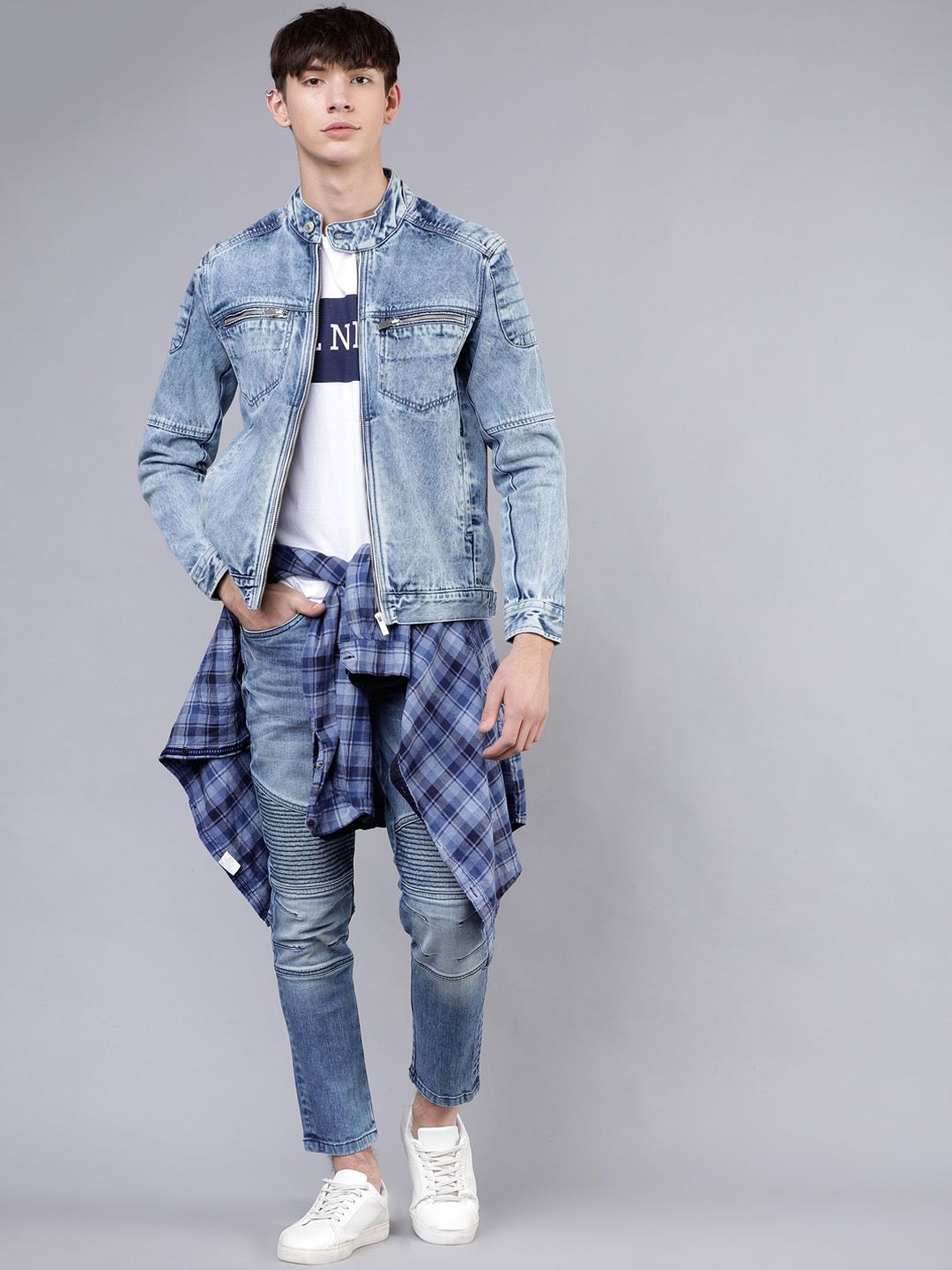 HIGHLANDER Men Blue Solid Denim Jacket