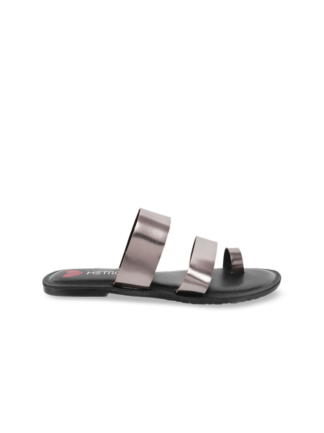 Metro Women Grey Solid Open Toe Flats