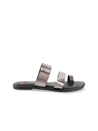 Metro Women Grey Solid Open Toe Flats