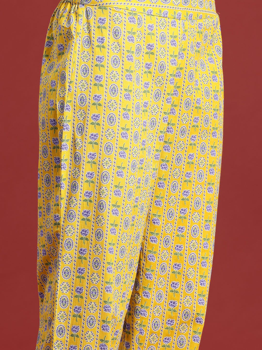 Anouk Floral Printed Regular Sequinned Pure Cotton Kurta With Trousers & Dupatta