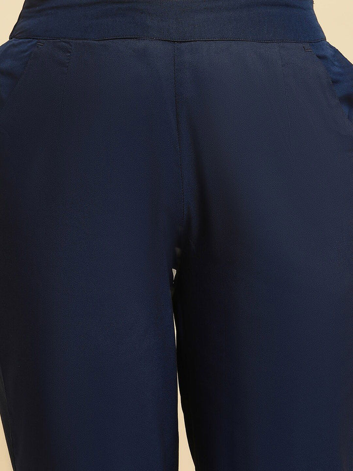W Women Blue Straight Fit Trousers
