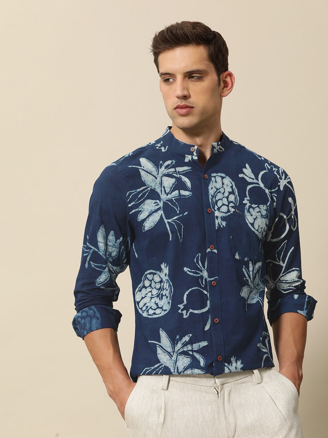 Mr Bowerbird Pure Cotton Tailored Fit Hand Block Printed Casual Shirt