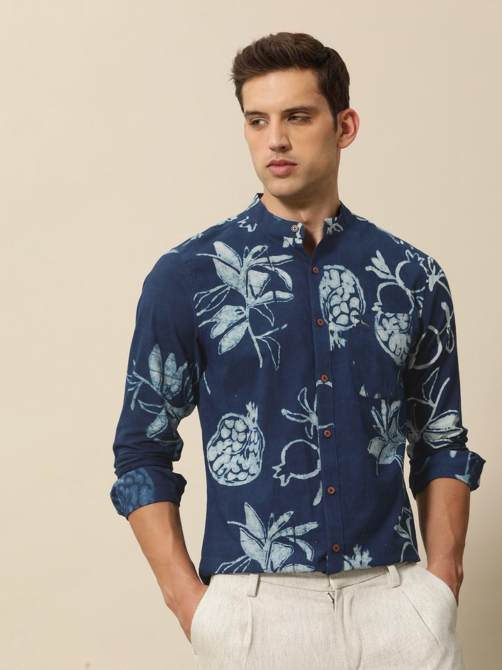 Mr Bowerbird Pure Cotton Tailored Fit Hand Block Printed Casual Shirt