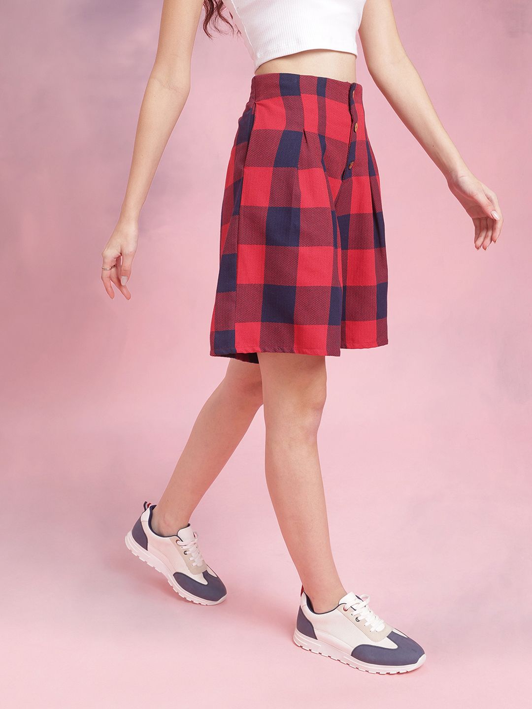 DressBerry Women Checked Herringbone Shorts