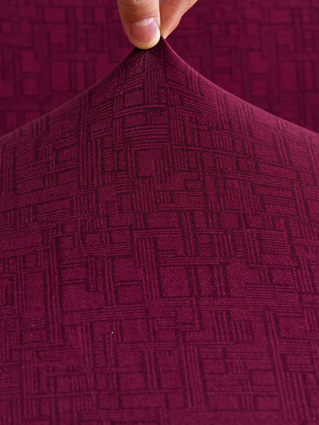 Story@home Maroon Printed 2 Seater Stretchable Sofa Cover With Arms