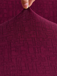 Story@home Maroon Printed 2 Seater Stretchable Sofa Cover With Arms