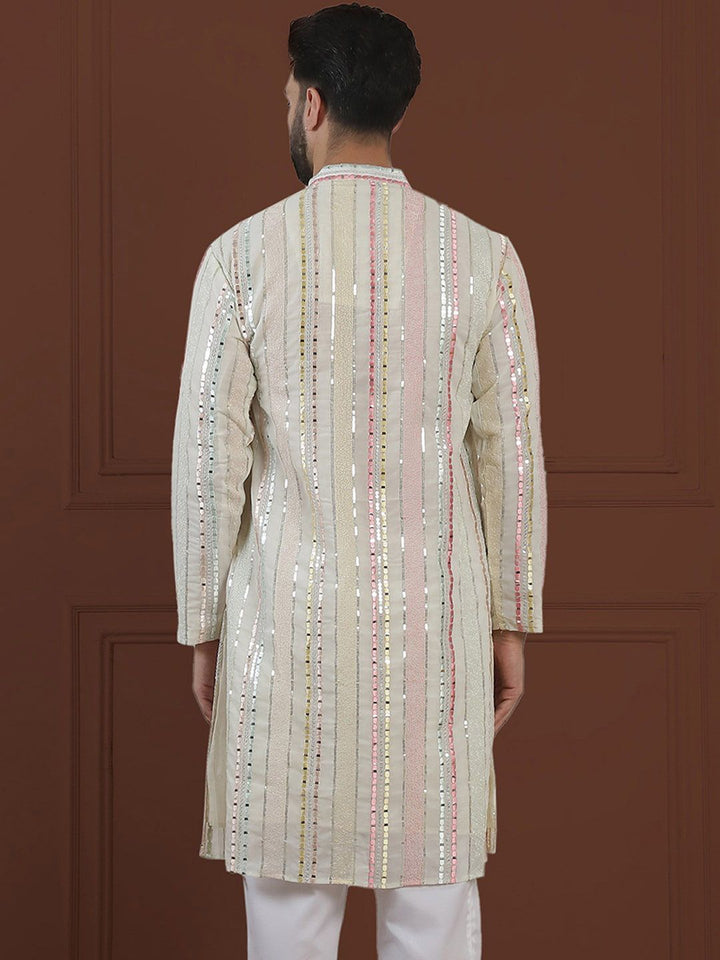 SOJANYA LUXE Kurta Lurus Kolar Mandarin Bersulam Geometrik