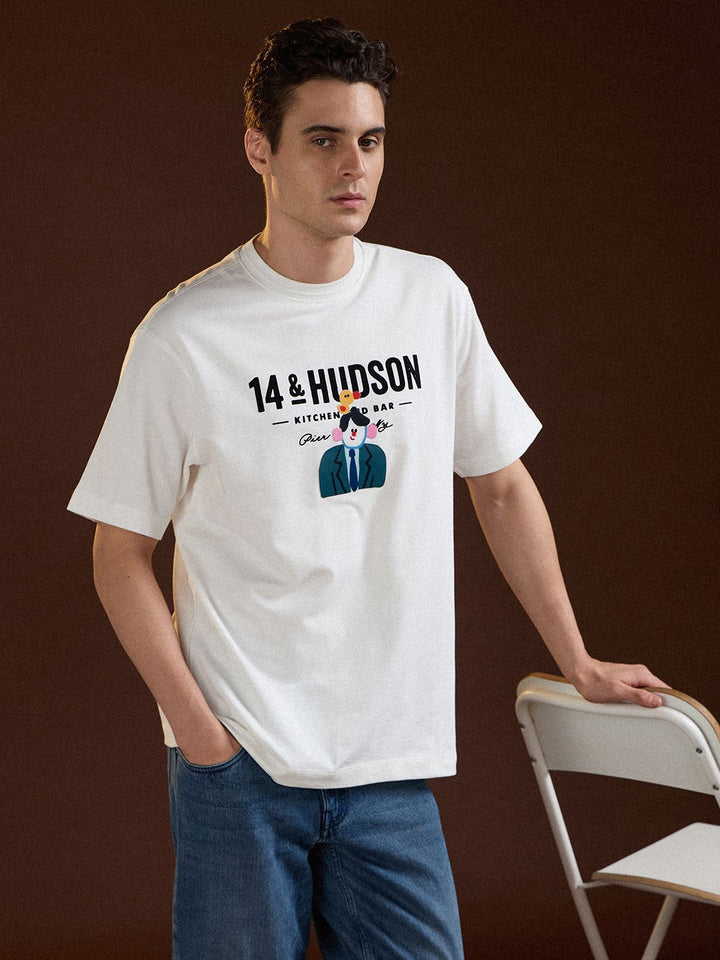 THE BEAR HOUSE Men Printed Drop-Shoulder Sleeves T-shirt