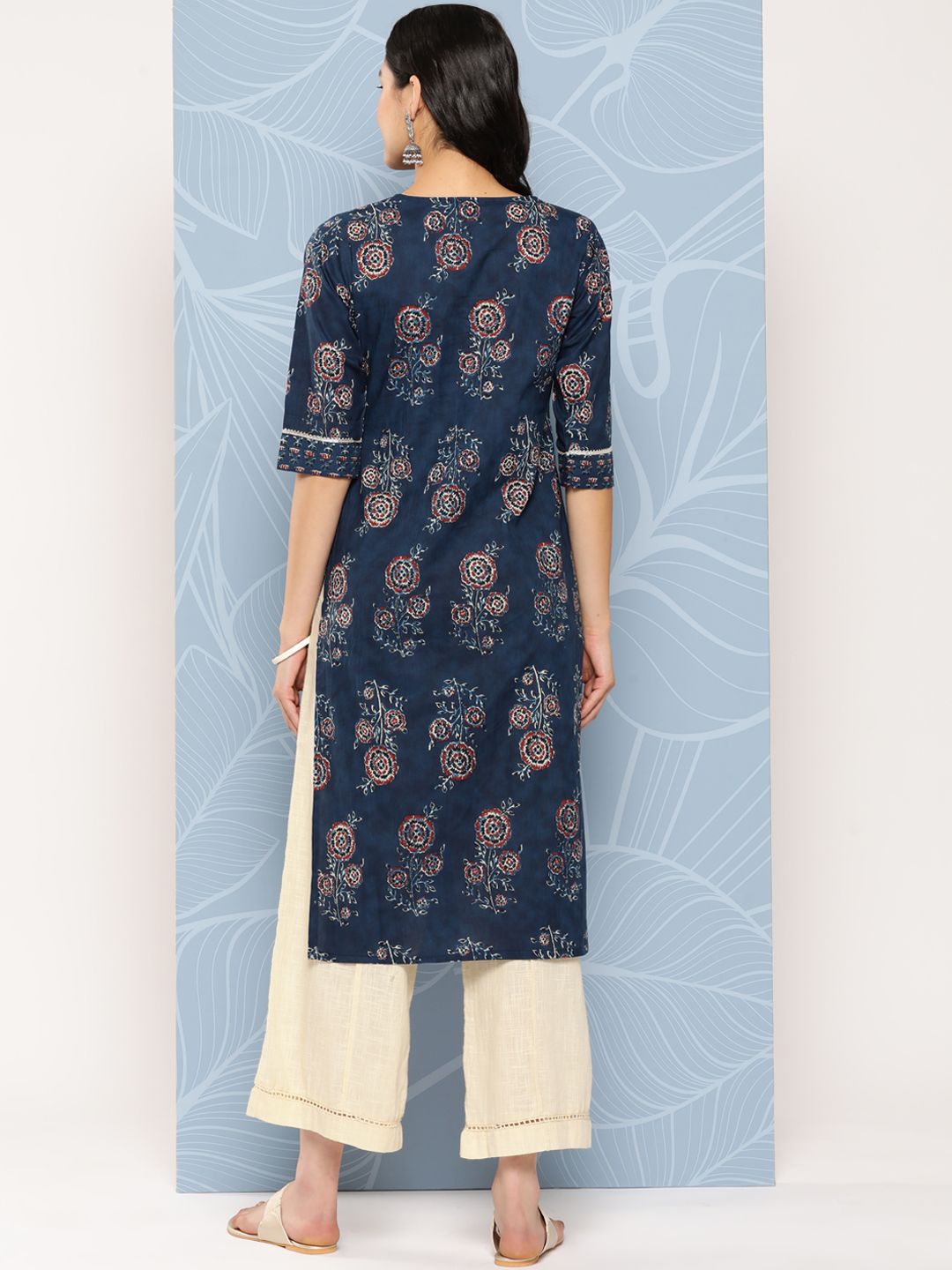 Libas Floral Yoke Design Gotta Patti Cotton Kurta