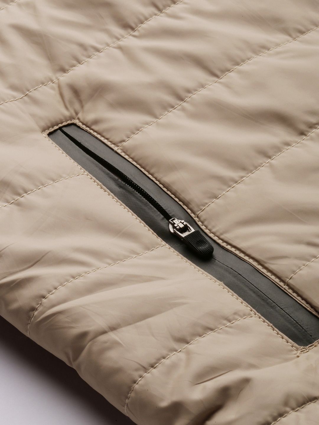 The Indian Garage Co Men Zip-Front Puffer Jacket with Zipper Pockets