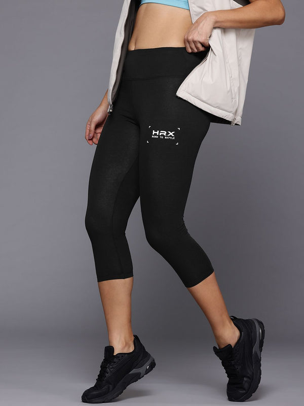 HRX by Hrithik Roshan Women Brand Logo Print Detail Three-Fourth Lifestyle Tights